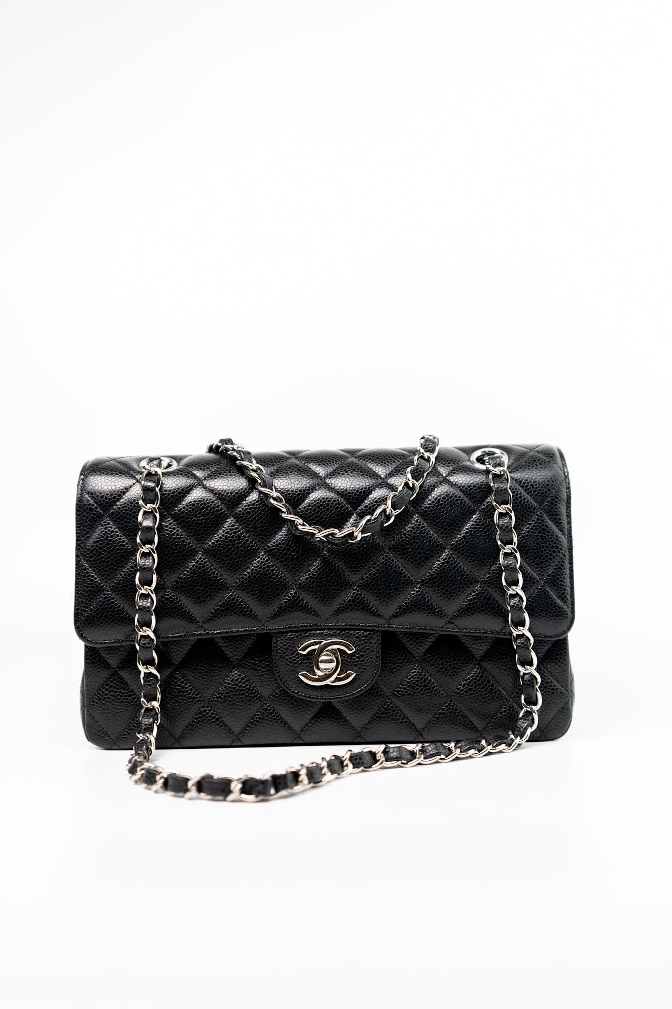 Black Classic Flap Medium Caviar Quilted Silver Hardware