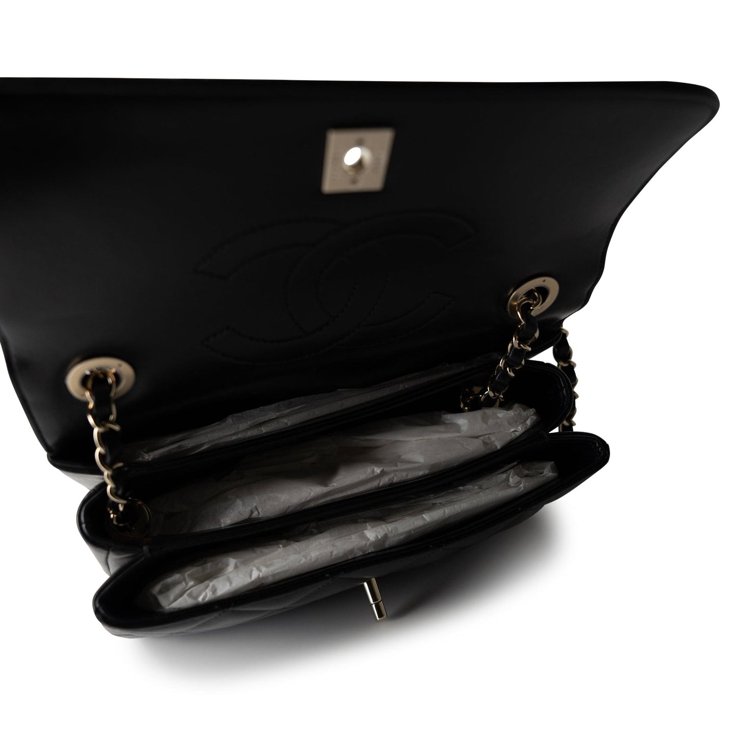 21S Black Lambskin Quilted Small Trendy CC Light Gold Hardware