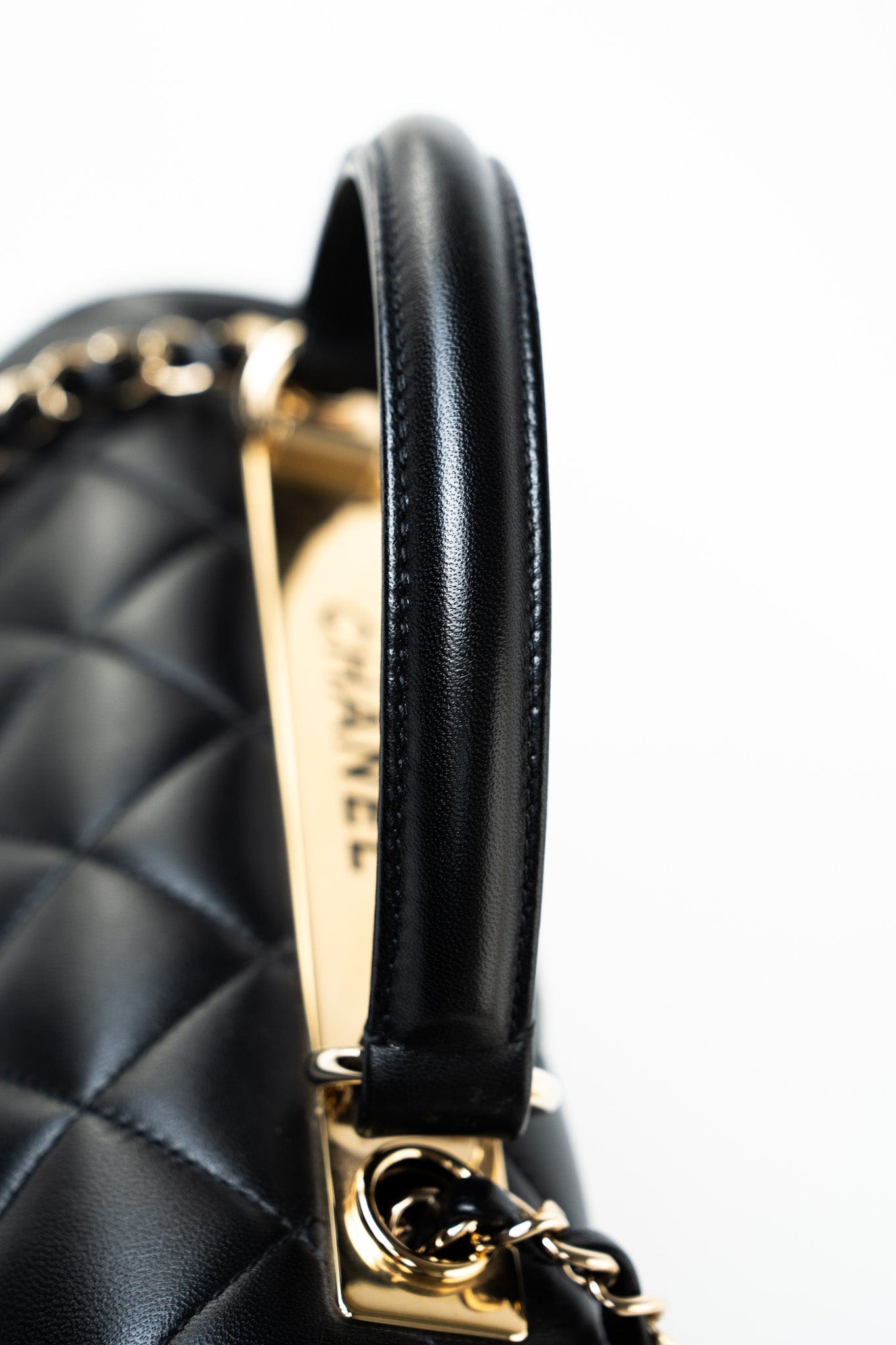 Black Lambskin Quilted Trendy CC Small Light Gold Hardware