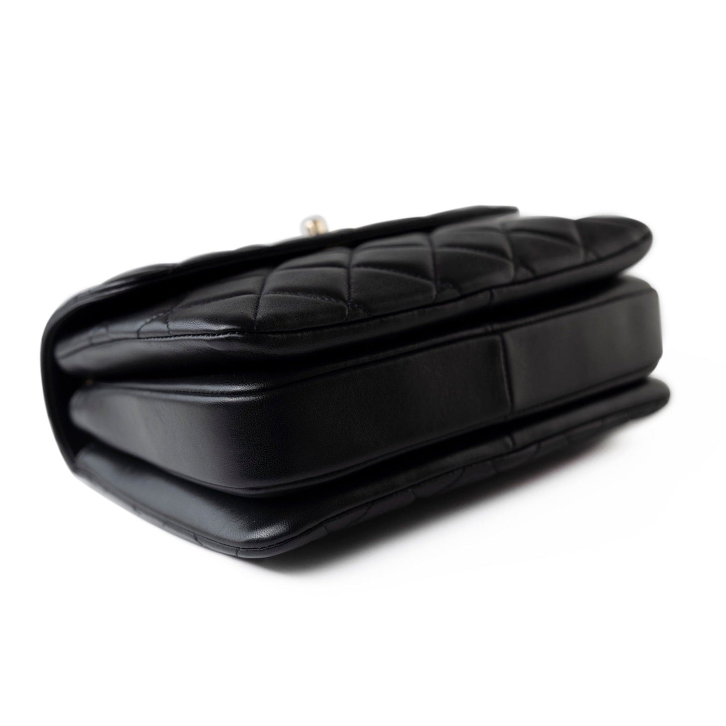 Black Lambskin Quilted Trendy CC Small Light Gold Hardware