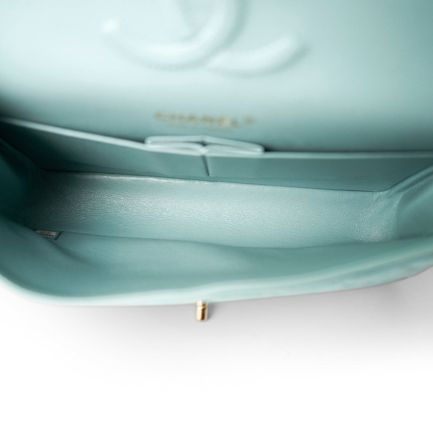 19C Tiffany Blue Caviar Quilted Medium Classic Flap Light Gold Hardware