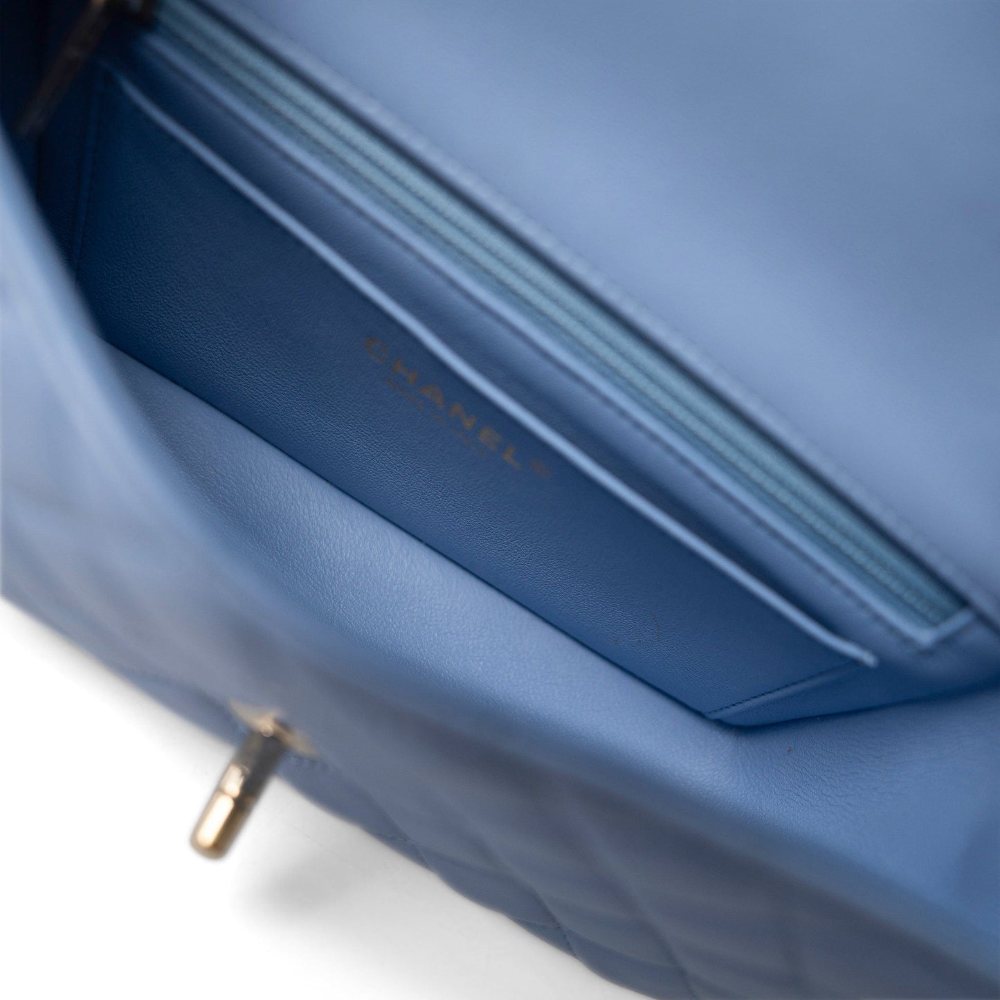 21C Sky Blue Lambskin Quilted Mini Rectangular Flap Light Gold Hardware