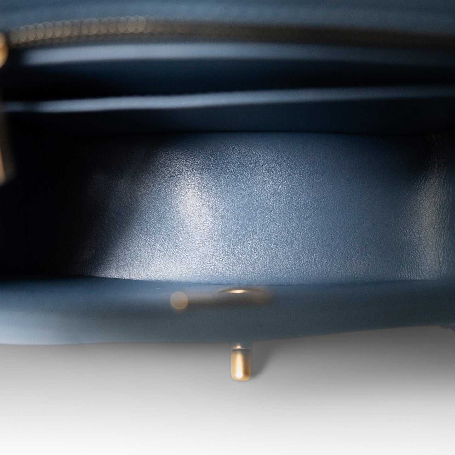 23K Blue Lambskin Quilted Mini Square Pearl Crush Antique Gold Hardware