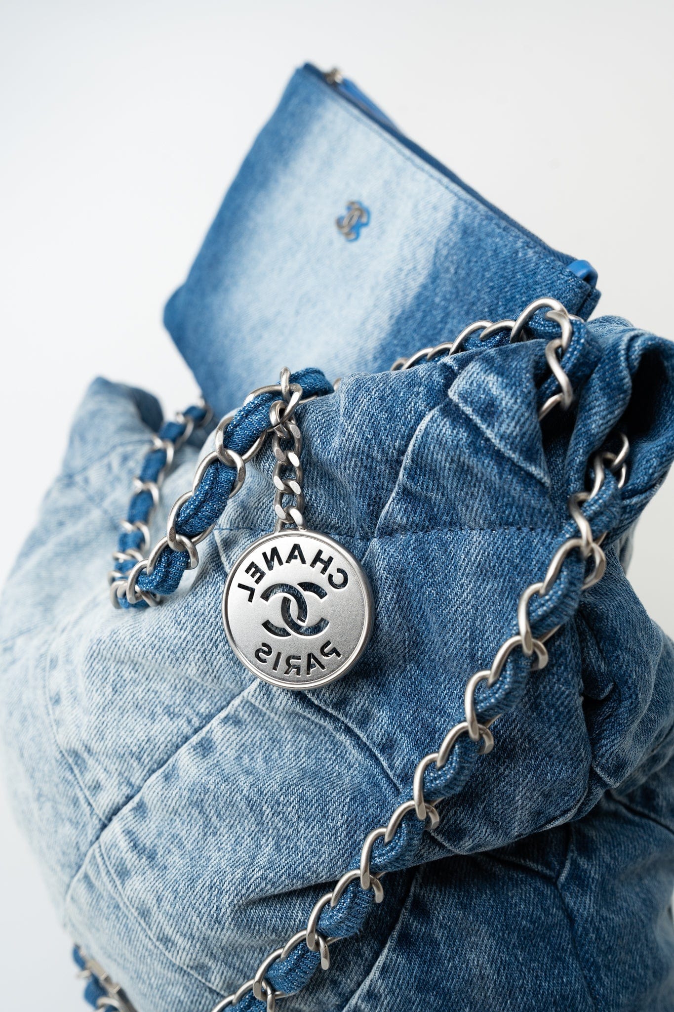 23P Denim Quilted 22 Small Drawstring Bag