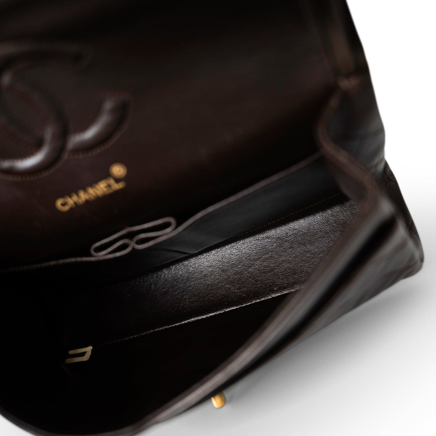 Vintage Dark Brown Lambskin Quilted Classic Flap Medium Gold Hardware