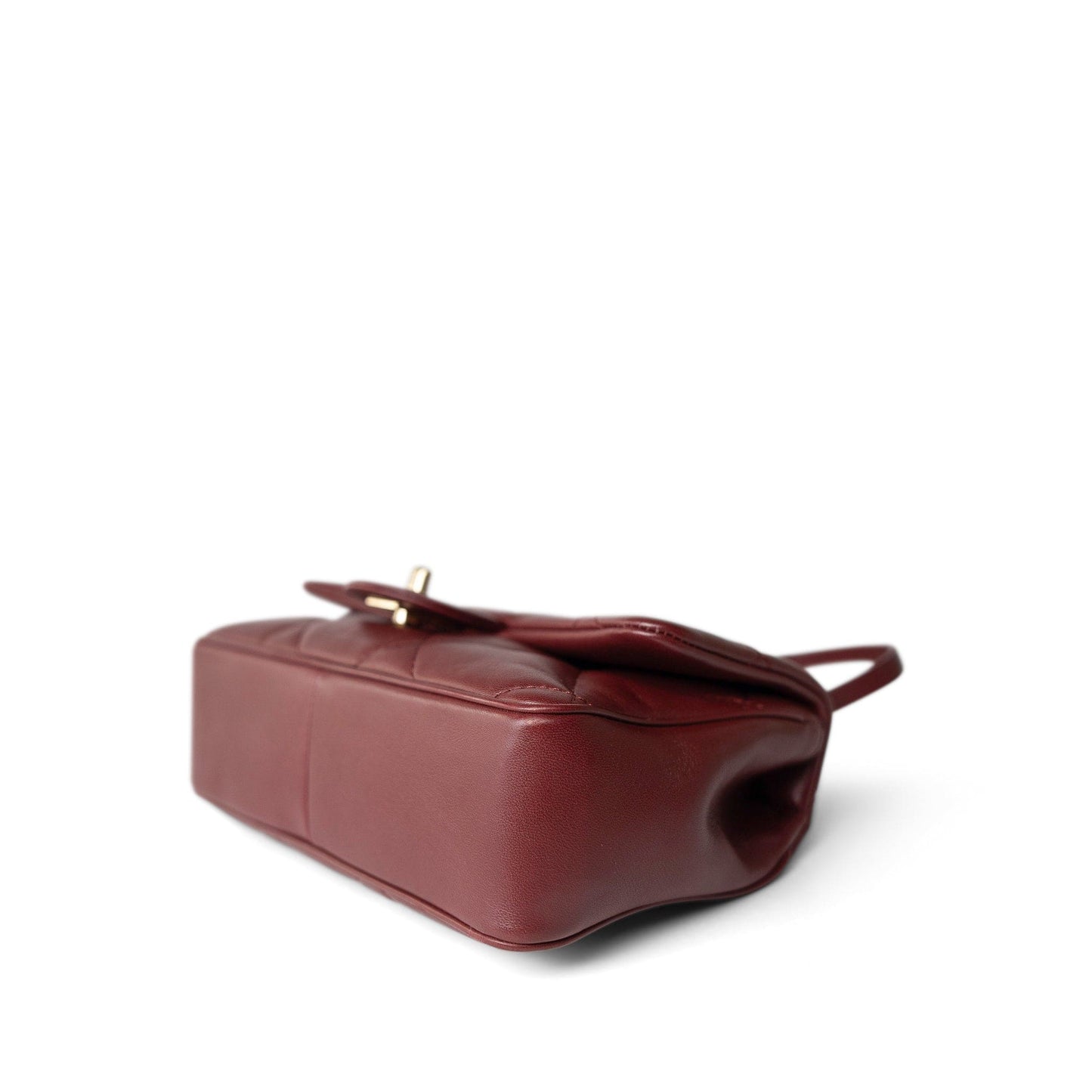 Easy Carry Flap Burgundy Lambskin Quilted Light Gold Hardware