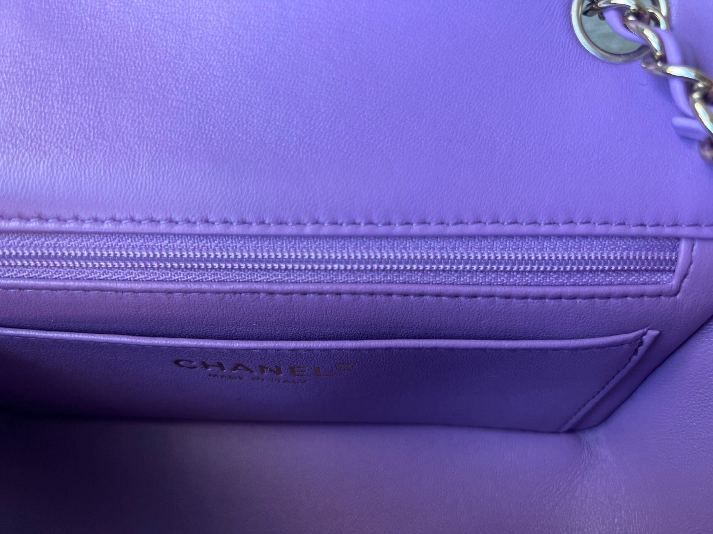 Chanel 22S Light Purple Lambskin Quilted Mini Rectangular Single Flap LGHW