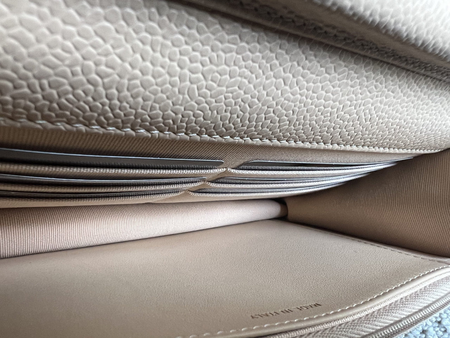 Chanel Beige Clair Caviar Quilted Wallet on Chain GHW