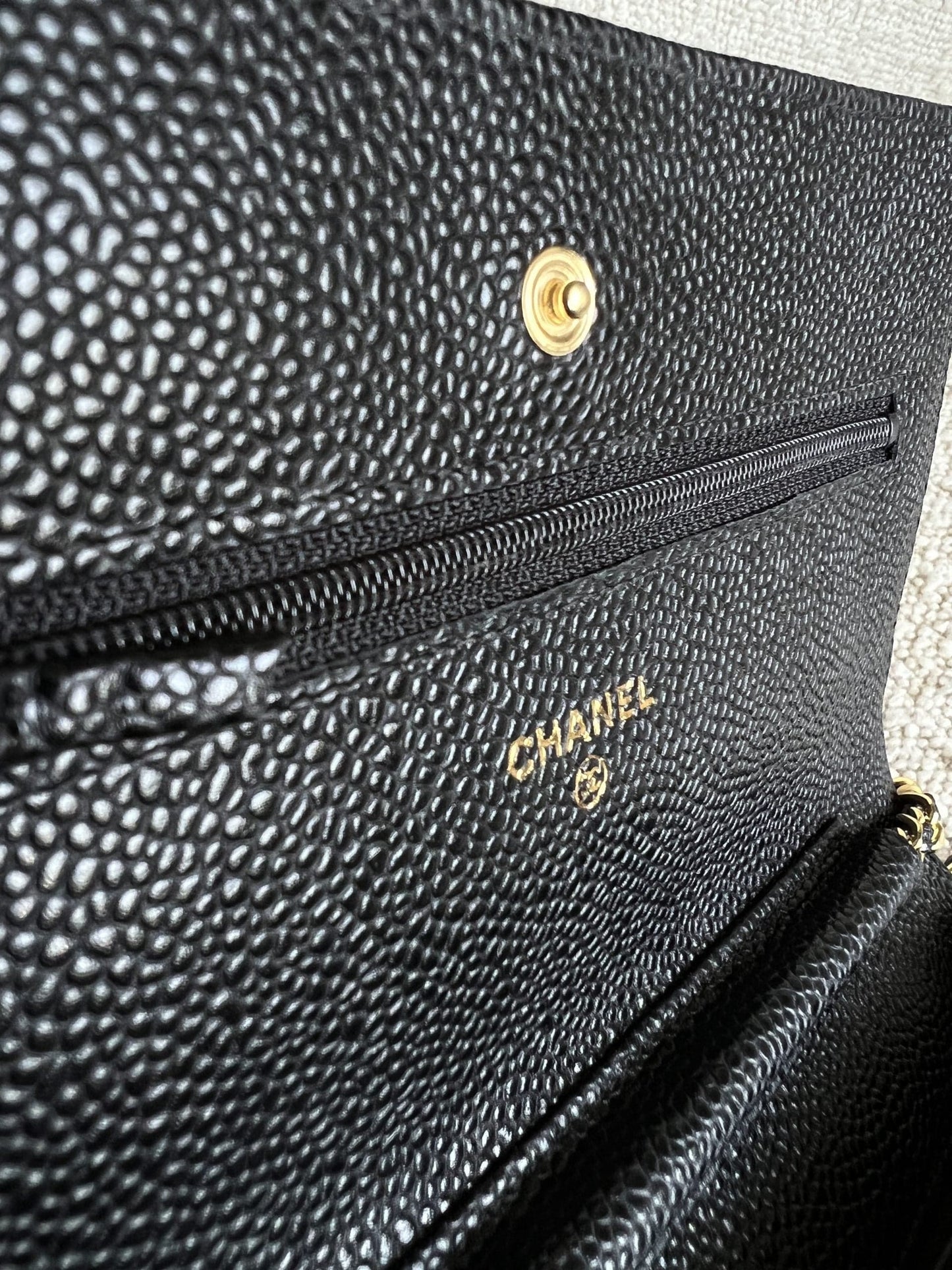 Chanel Black Caviar Quilted Wallet On Chain GHW (WOC)