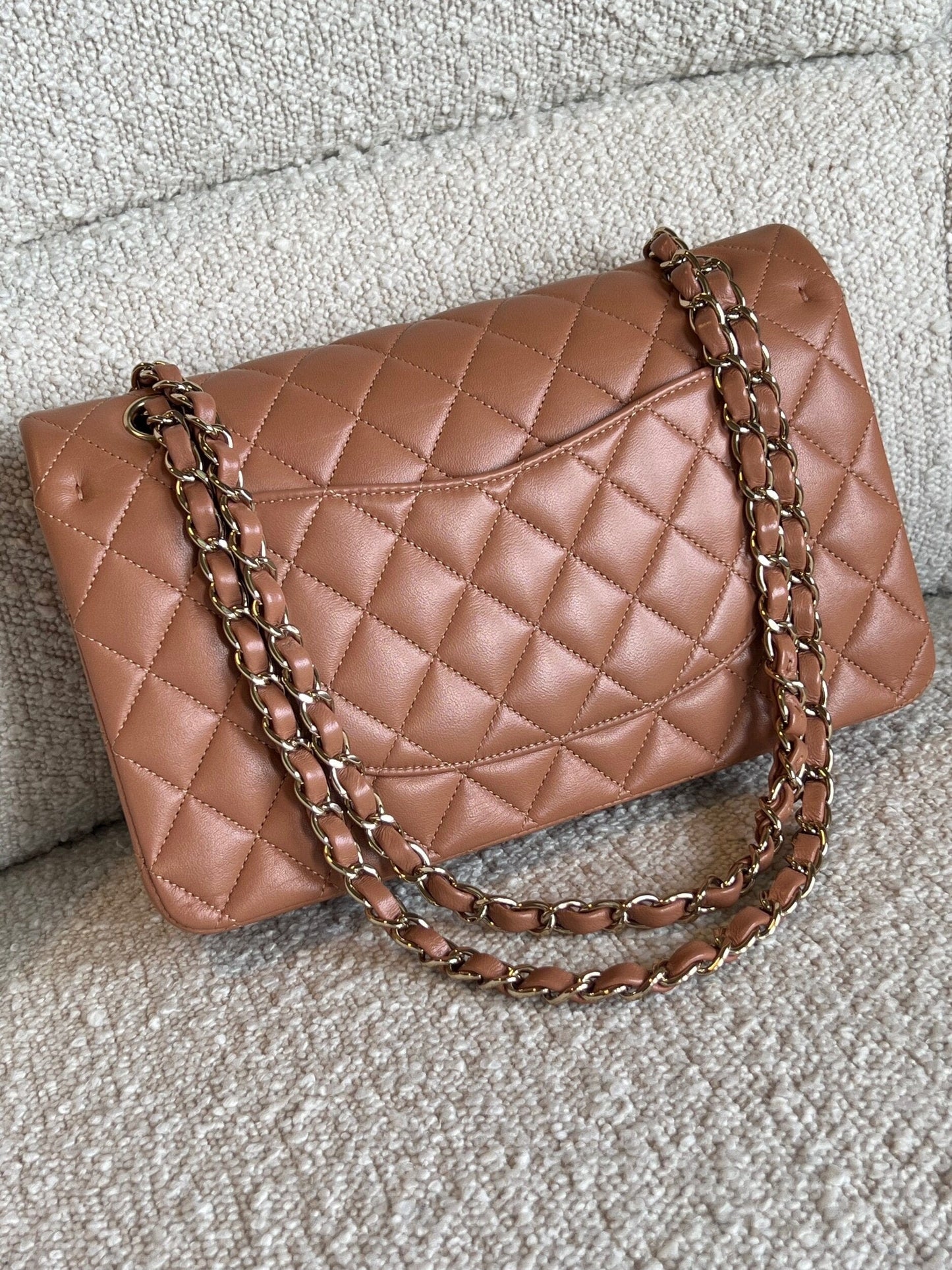 Chanel Caramel Lambskin Quilted Classic Flap Medium LGHW