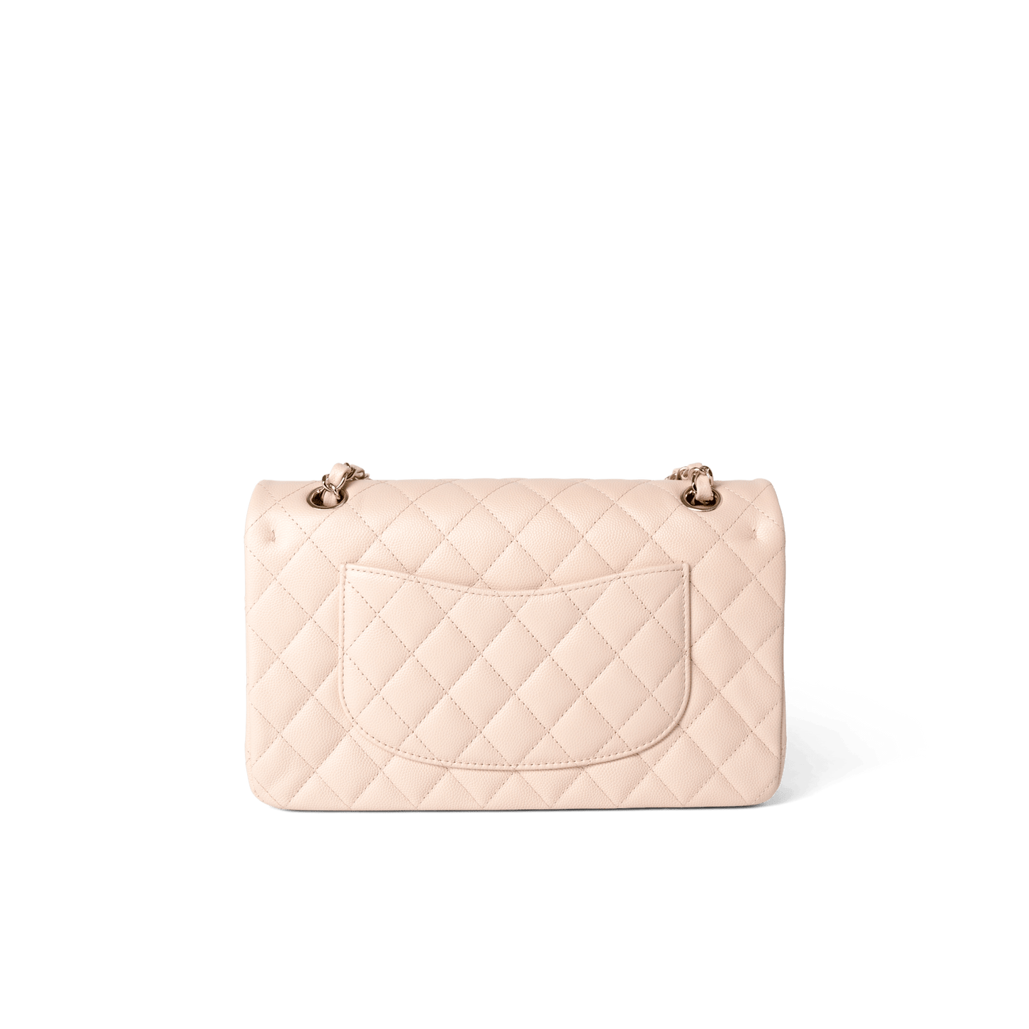 22c Beige Caviar Quilted Classic Flap Medium Light Gold Hardware