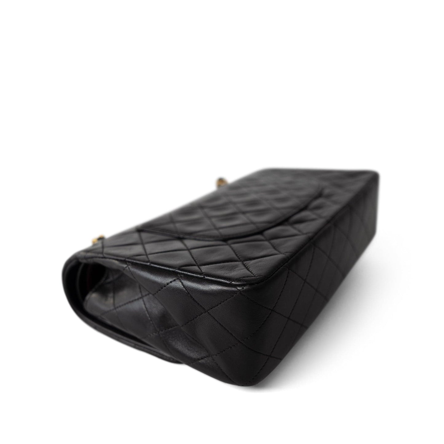 Vintage Black Lambskin Quilted Classic Flap Medium Gold Hardware