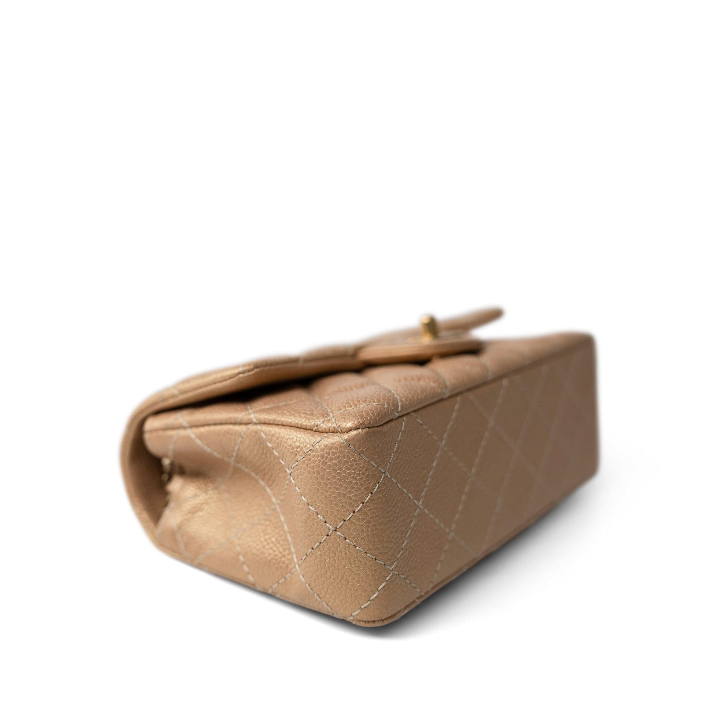 15C Gold Caviar Quilted Mini Rectangular Flap Antique Gold Hardware