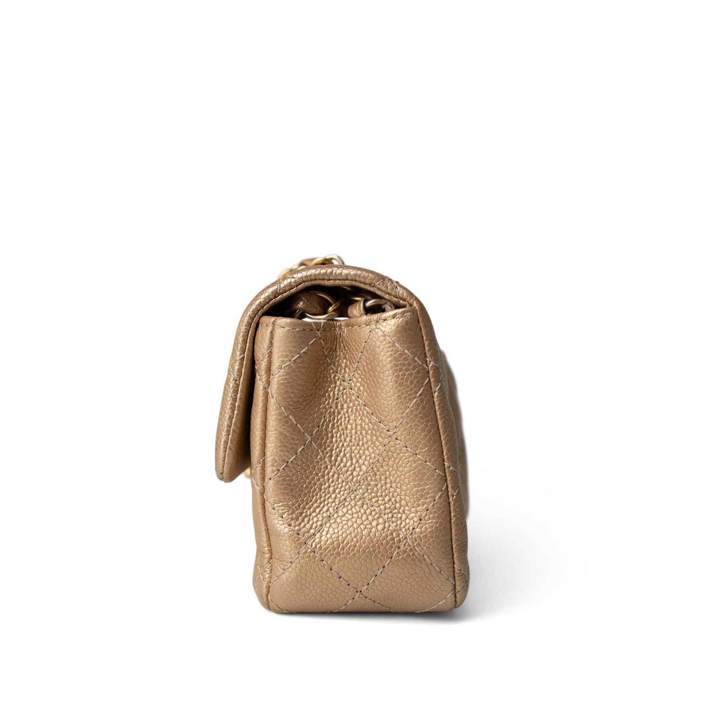 15C Gold Caviar Quilted Mini Rectangular Flap Antique Gold Hardware