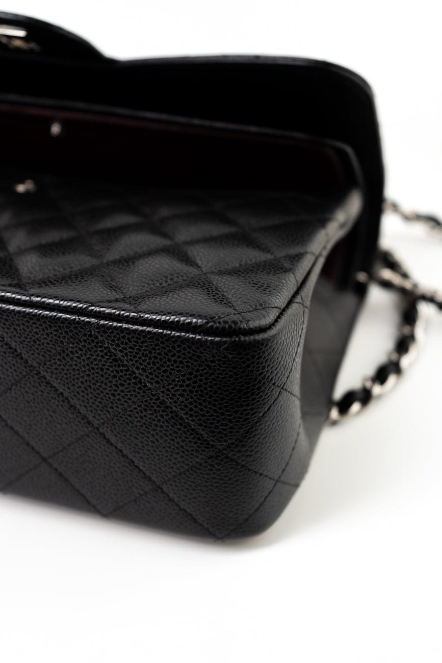 Jumbo Black Caviar Quilted Classic Flap Silver Hardware