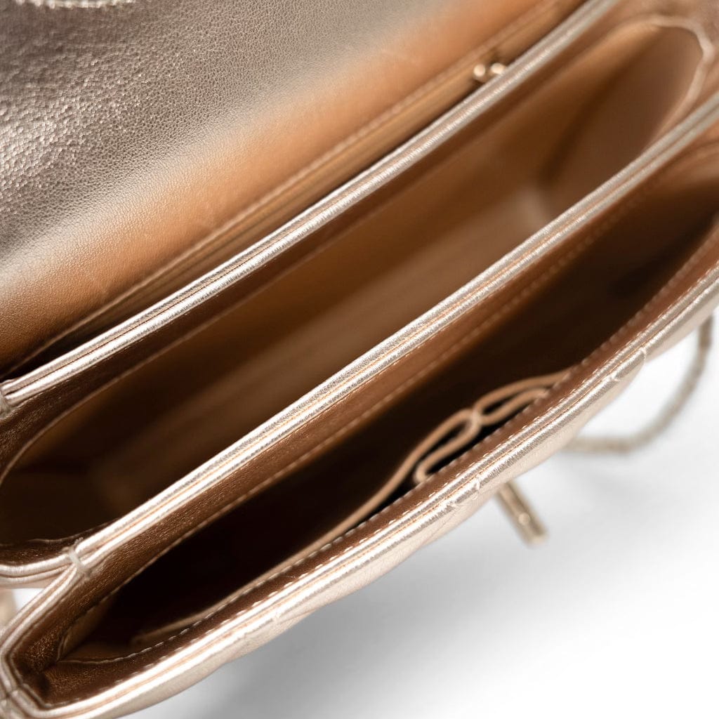 Metallic Lambskin Quilted Trendy CC Small