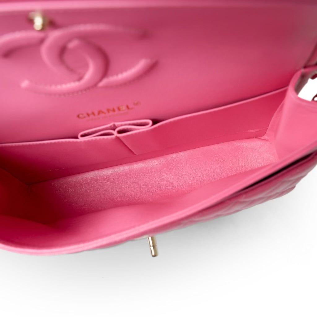 Pink Caviar Quilted Classic Flap Medium Light Gold Hardware