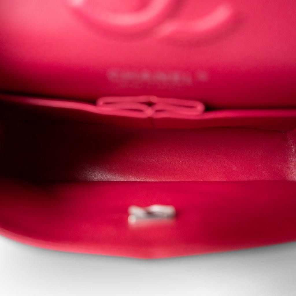 Raspberry Caviar Quilted Classic Flap Small Silver Hardware