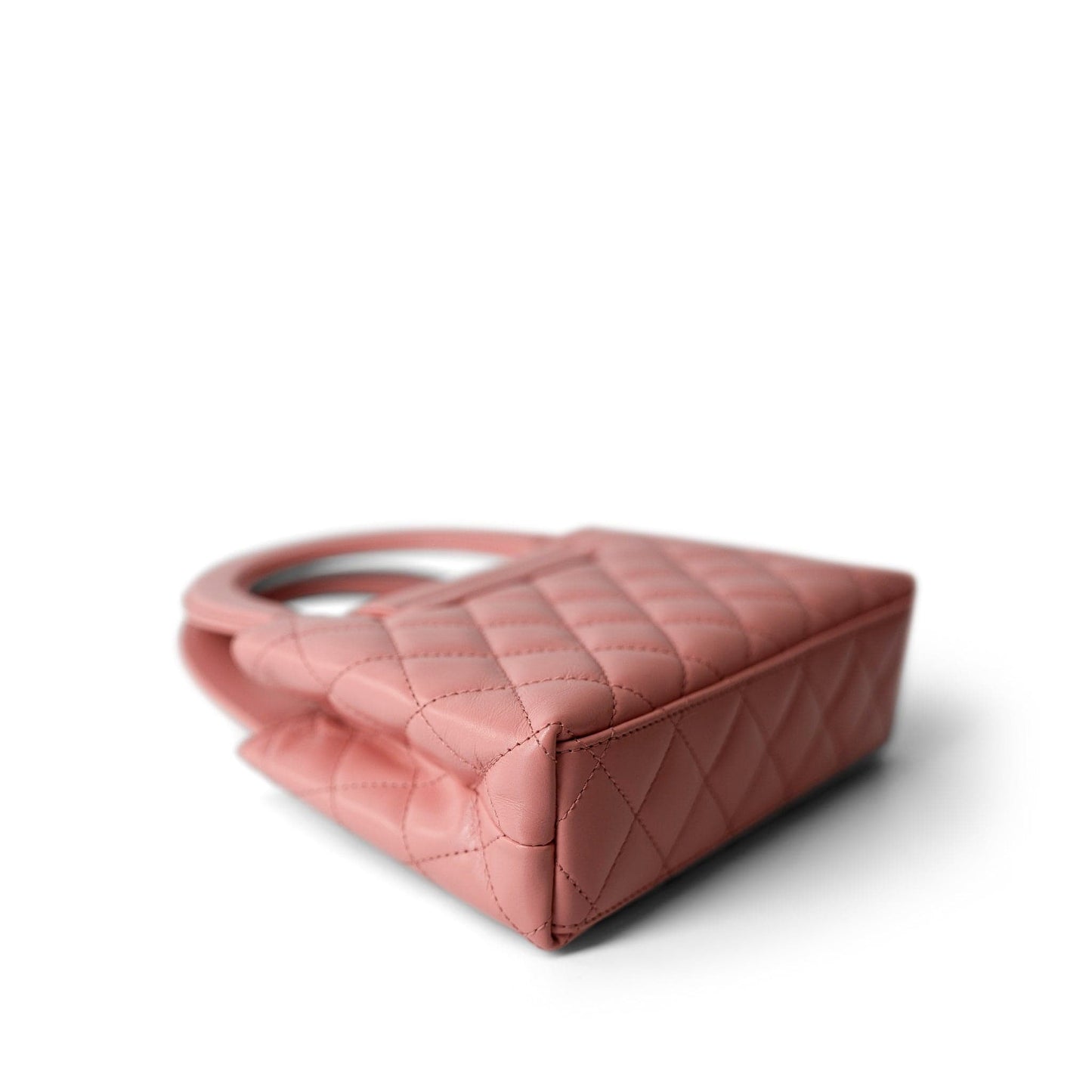 Shiny Aged Calfskin Quilted Nano Kelly Shopper Coral Pink