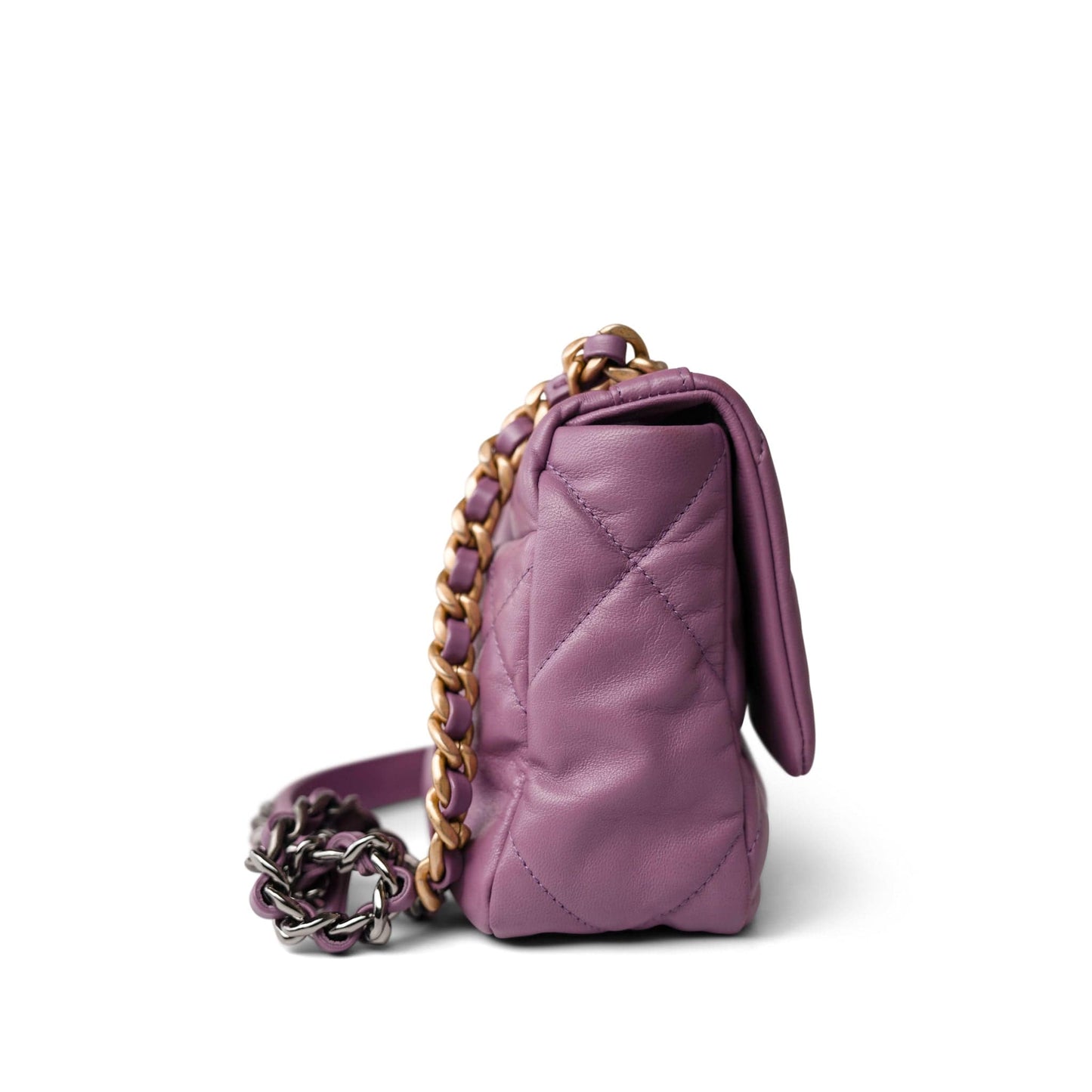 20B Purple Goatskin Quilted 19 Flap Small Mixed Hardware