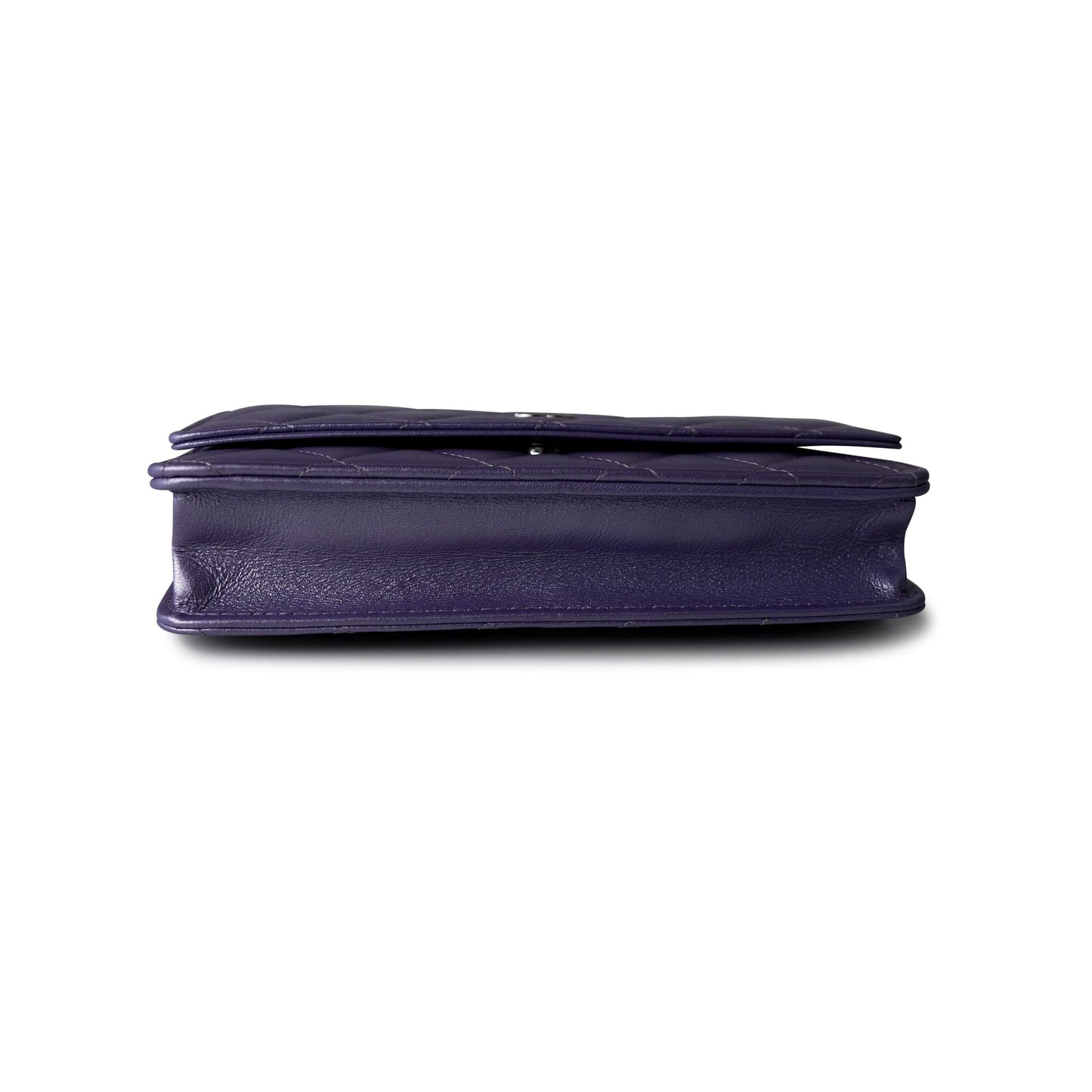 Purple Iridescent Lambskin Quilted Wallet on Chain / WOC Light Gold Hardware