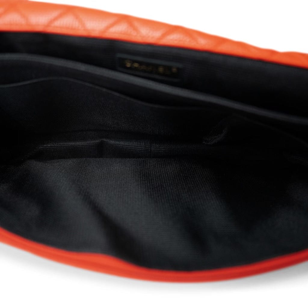 Red Grained Calfskin XXL Travel Flap Bag Light Gold Hardware