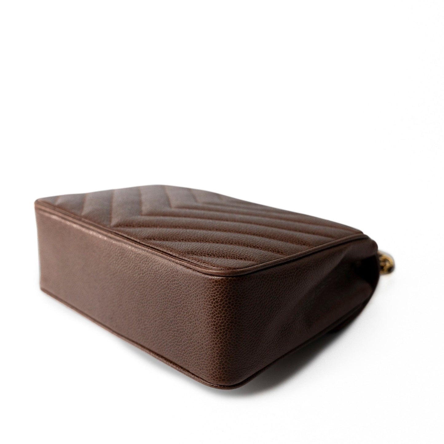 Repair of Vintage Brown Caviar Chevron Coco Envelope Gold Hardware