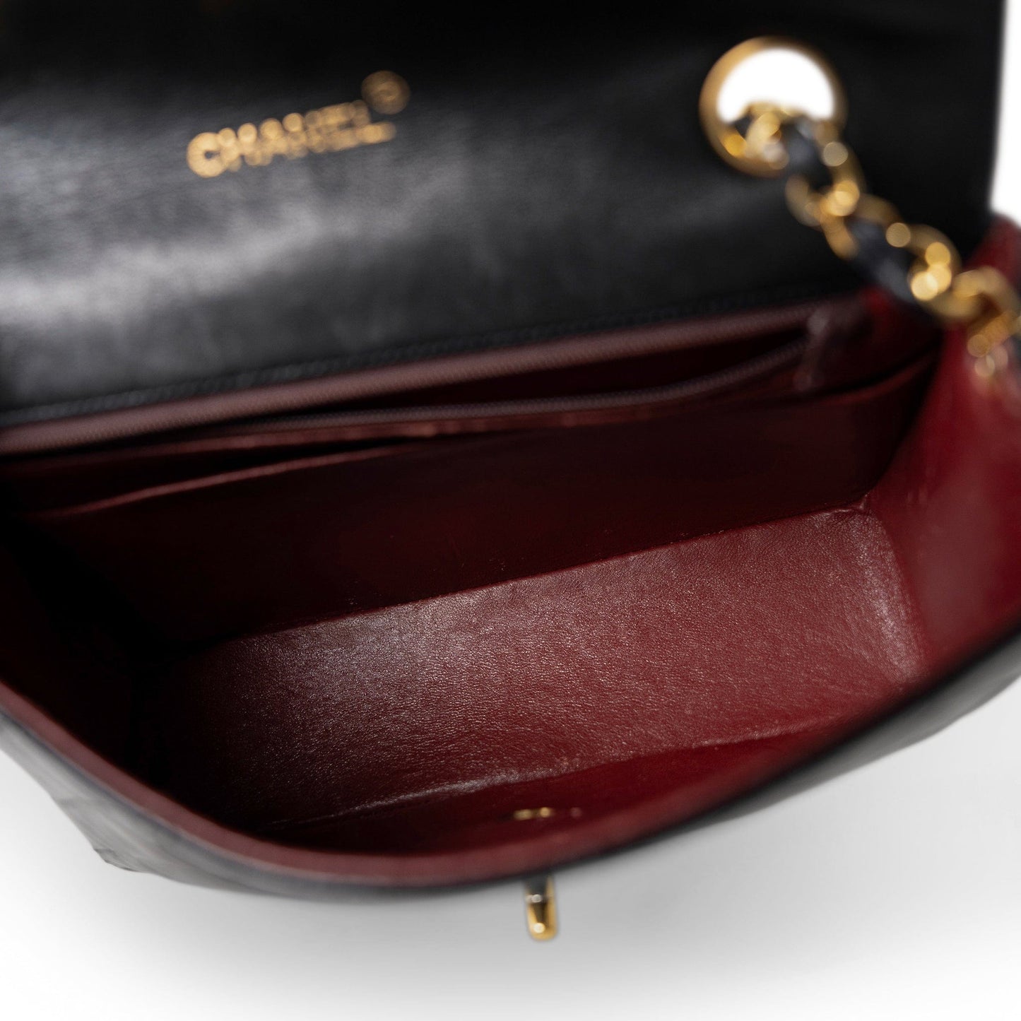 Vintage Black Lambskin Quilted Rounded Flap Gold Hardware