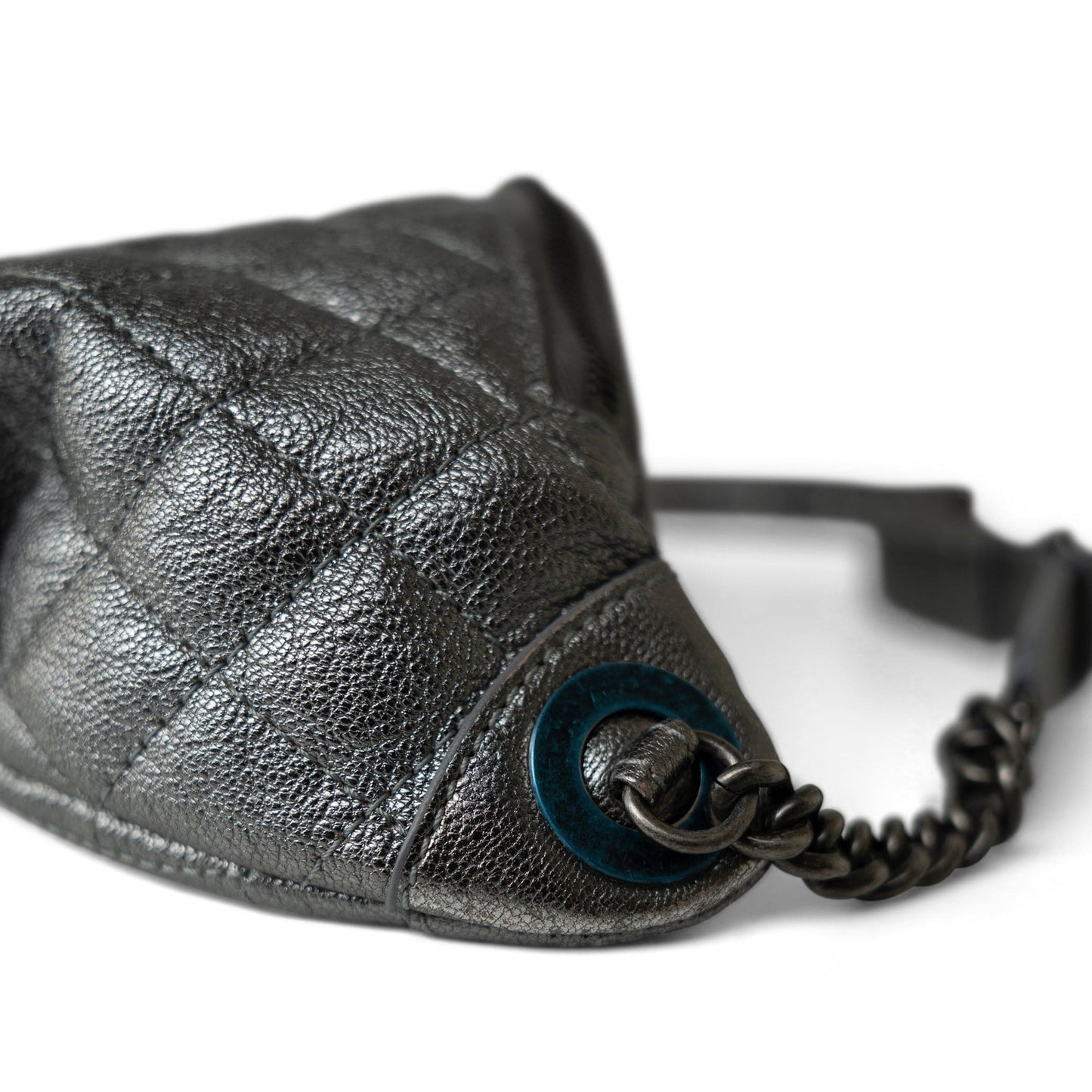 Metallic Calfskin Quilted Banane Waist Bag Ruthenium Hardware
