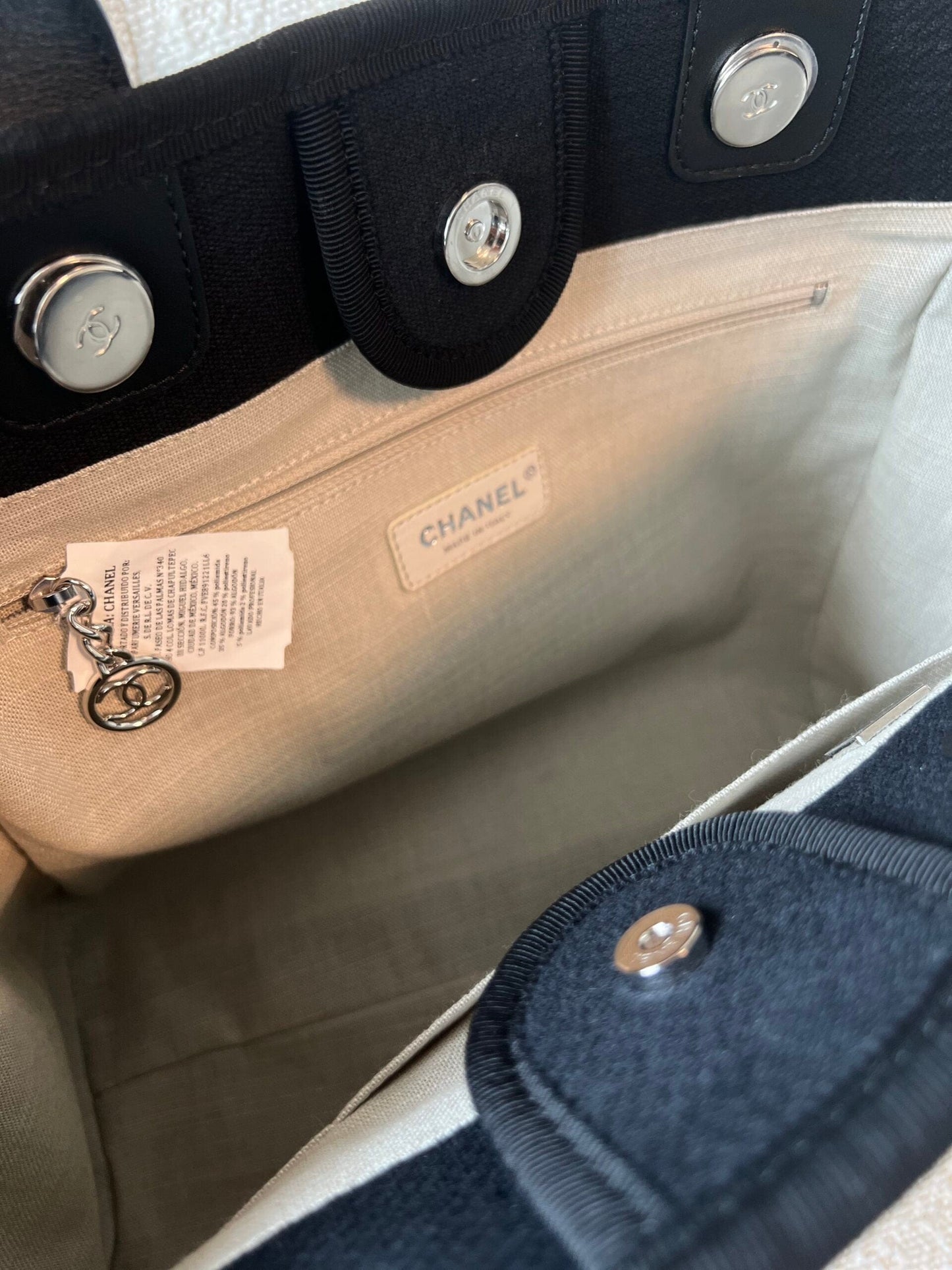 Small Black Deauville Shopping Bag Silver Hardware