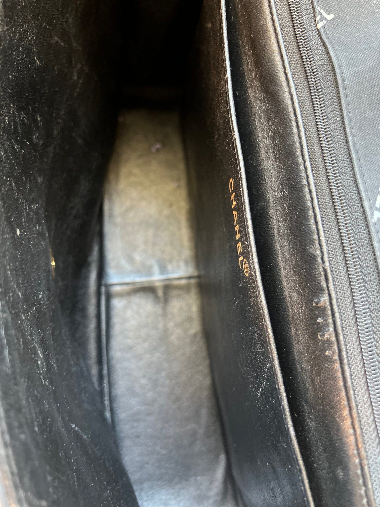 Vintage Black Canvas Quilted Single Flap Jumbo XL Gold Hardware