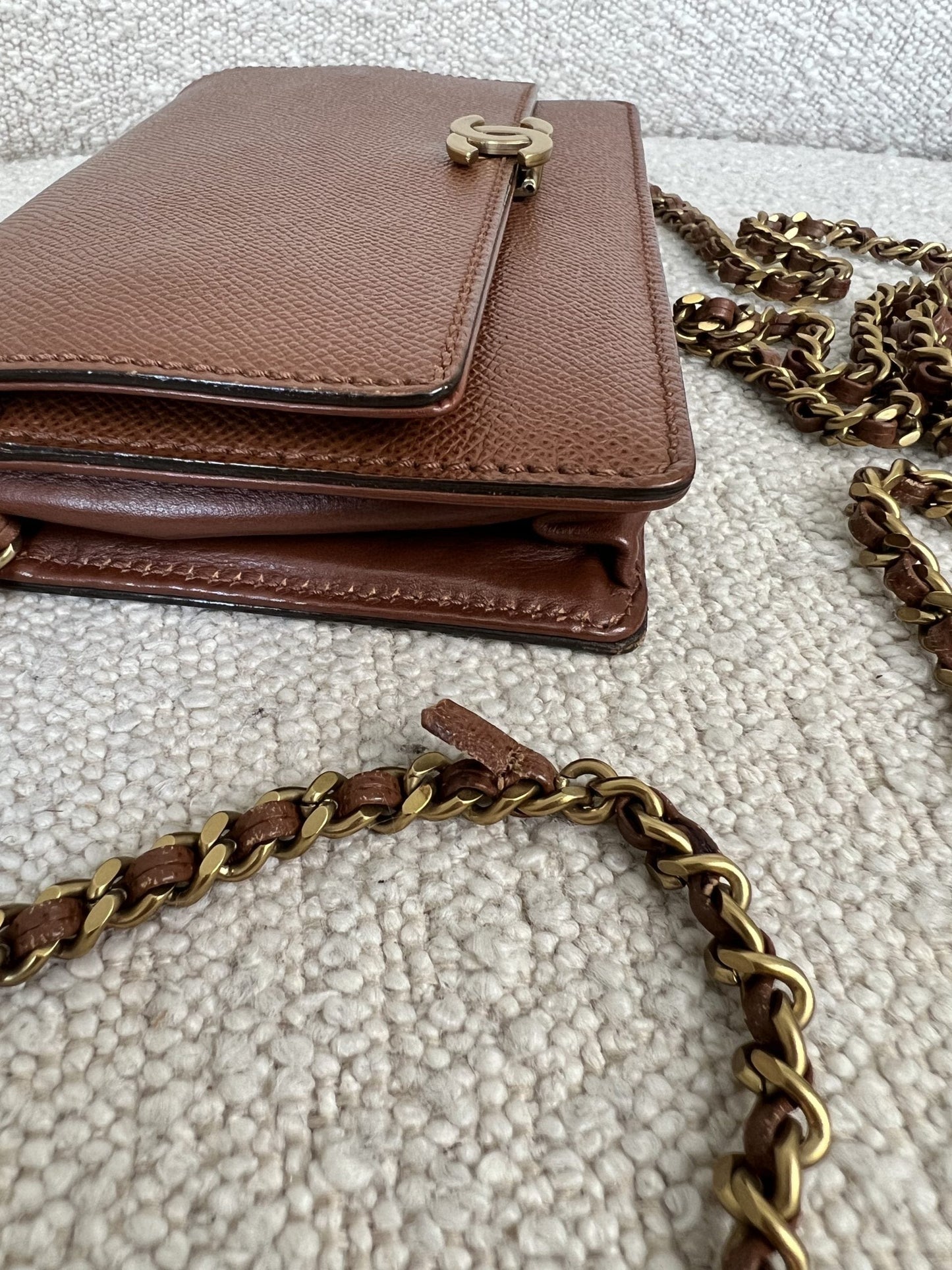 Vintage Brown Caviar Wallet On Chain AGHW