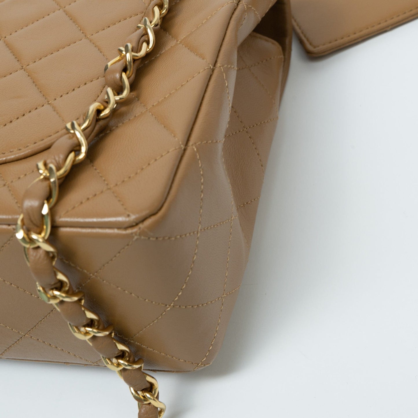 Vintage Caramel Lambskin Quilted Single Flap Medium with Gold Hardware