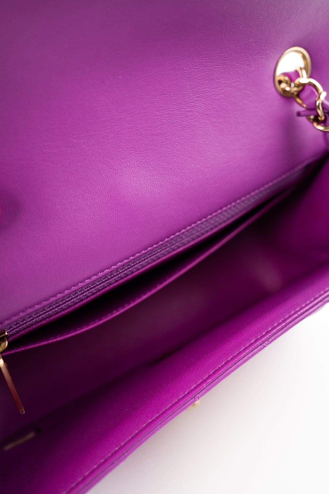 Violet/ Purple Lambskin Quilted Mini Rectangular Single Flap Bag Light Gold Hardware