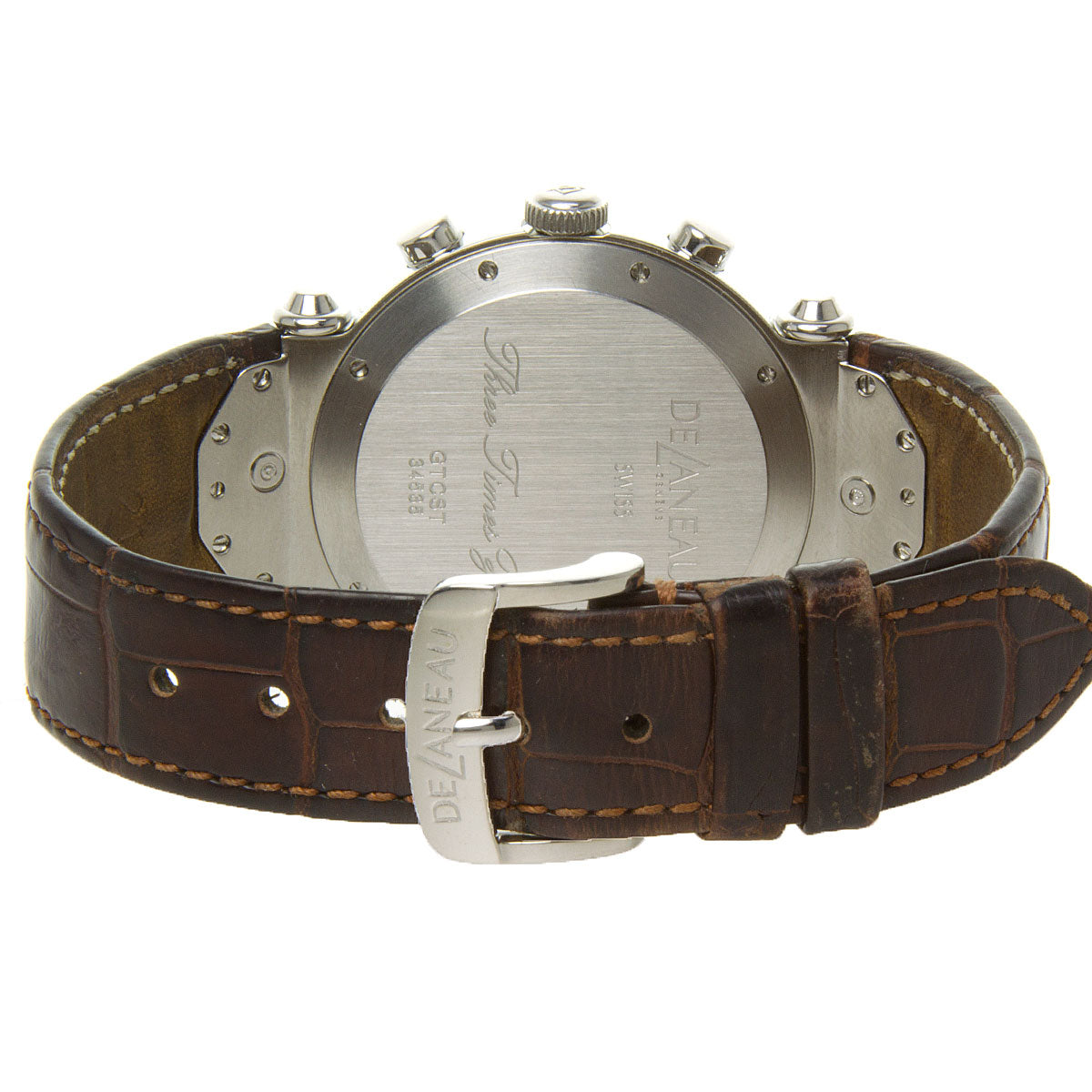 DeLaneau Three Time Zones Chronograph Black Dial