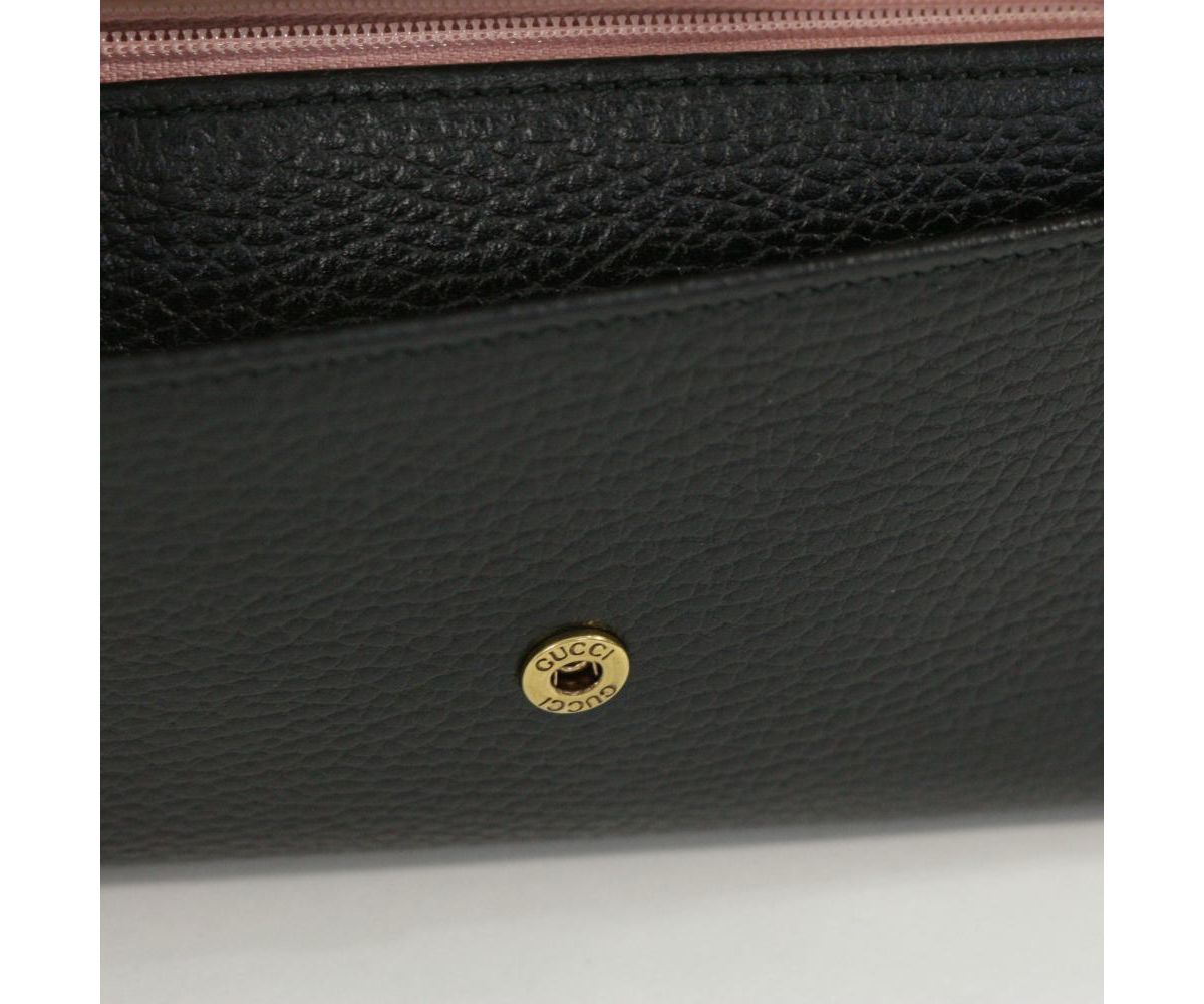 Gucci Marmont GG Pebbled Black Leather With Bow Continental