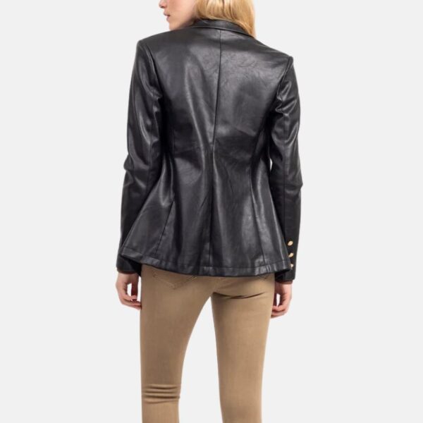 Double Breasted Women’s Black Leather Coat