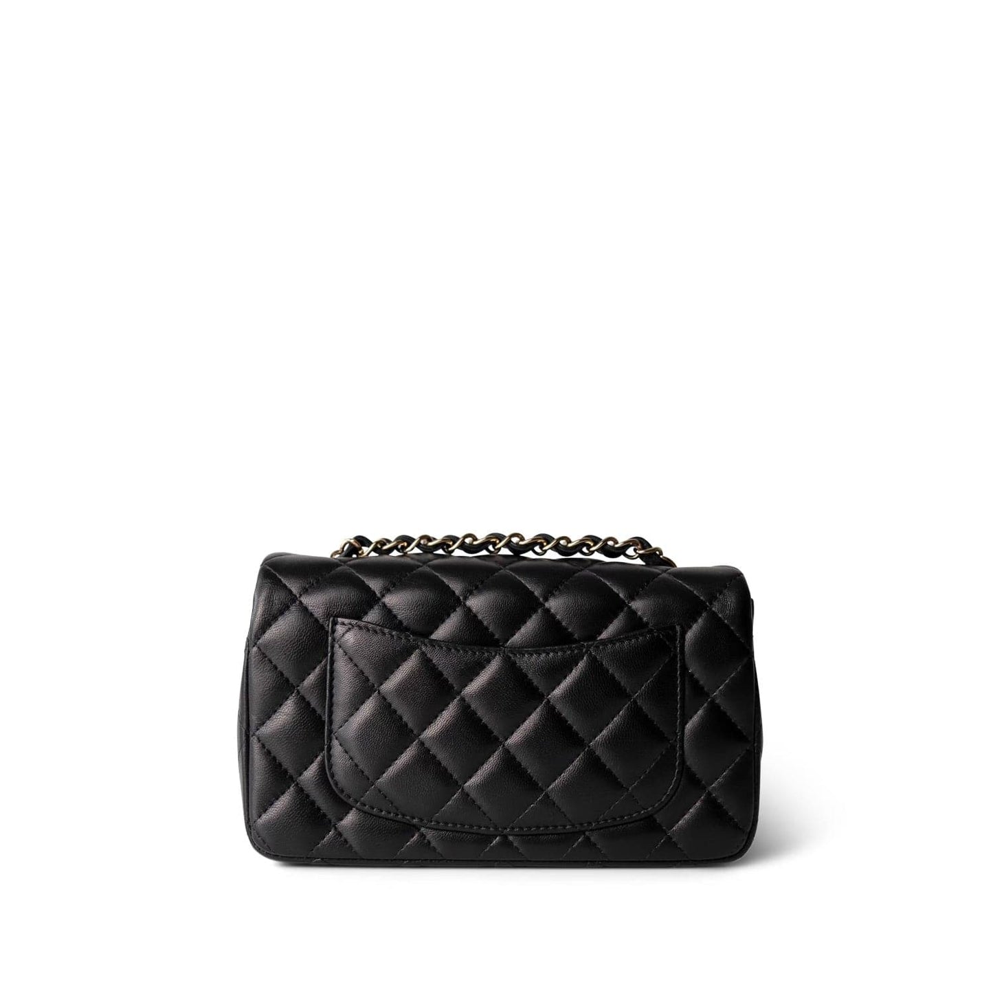 21K Black Lambskin Quilted Mini Rectangular Flap LGHW