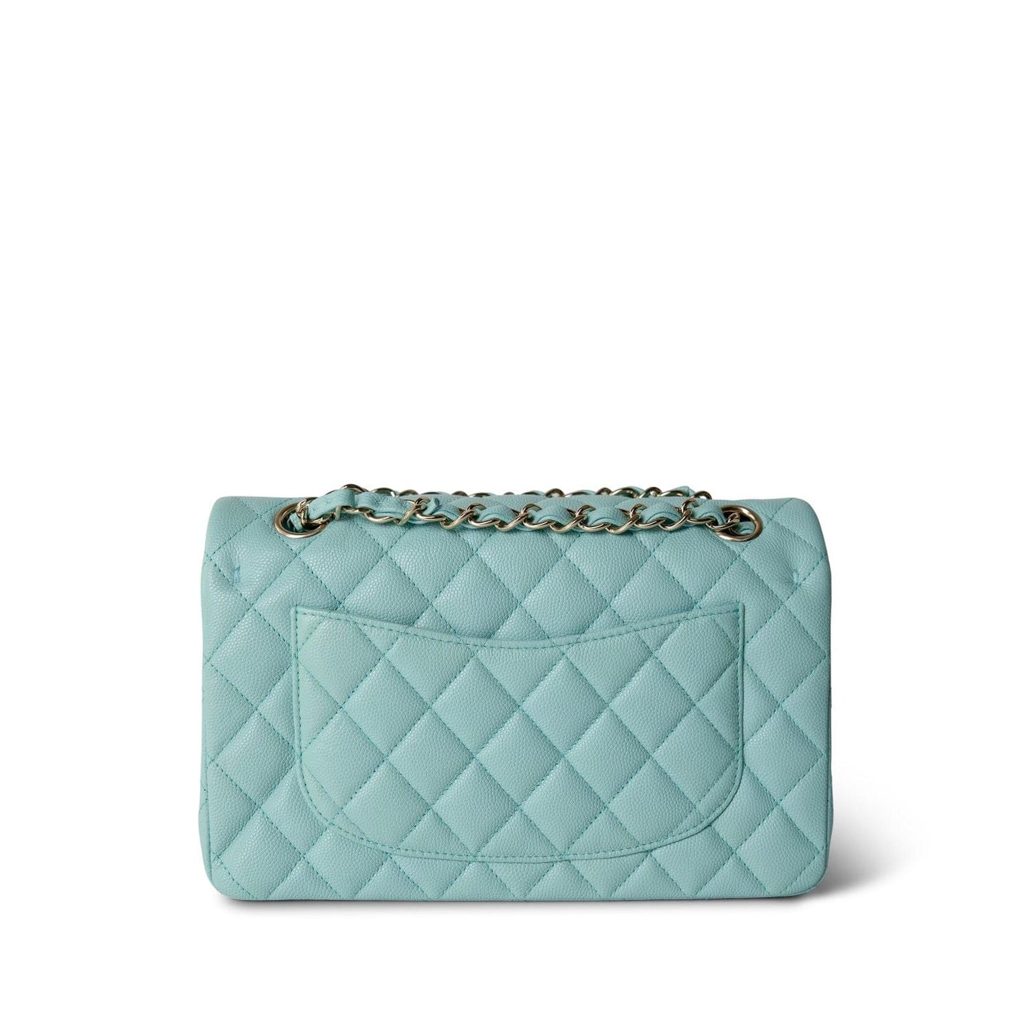 19C Tiffany Blue Caviar Quilted Classic Flap Small Light Gold Hardware