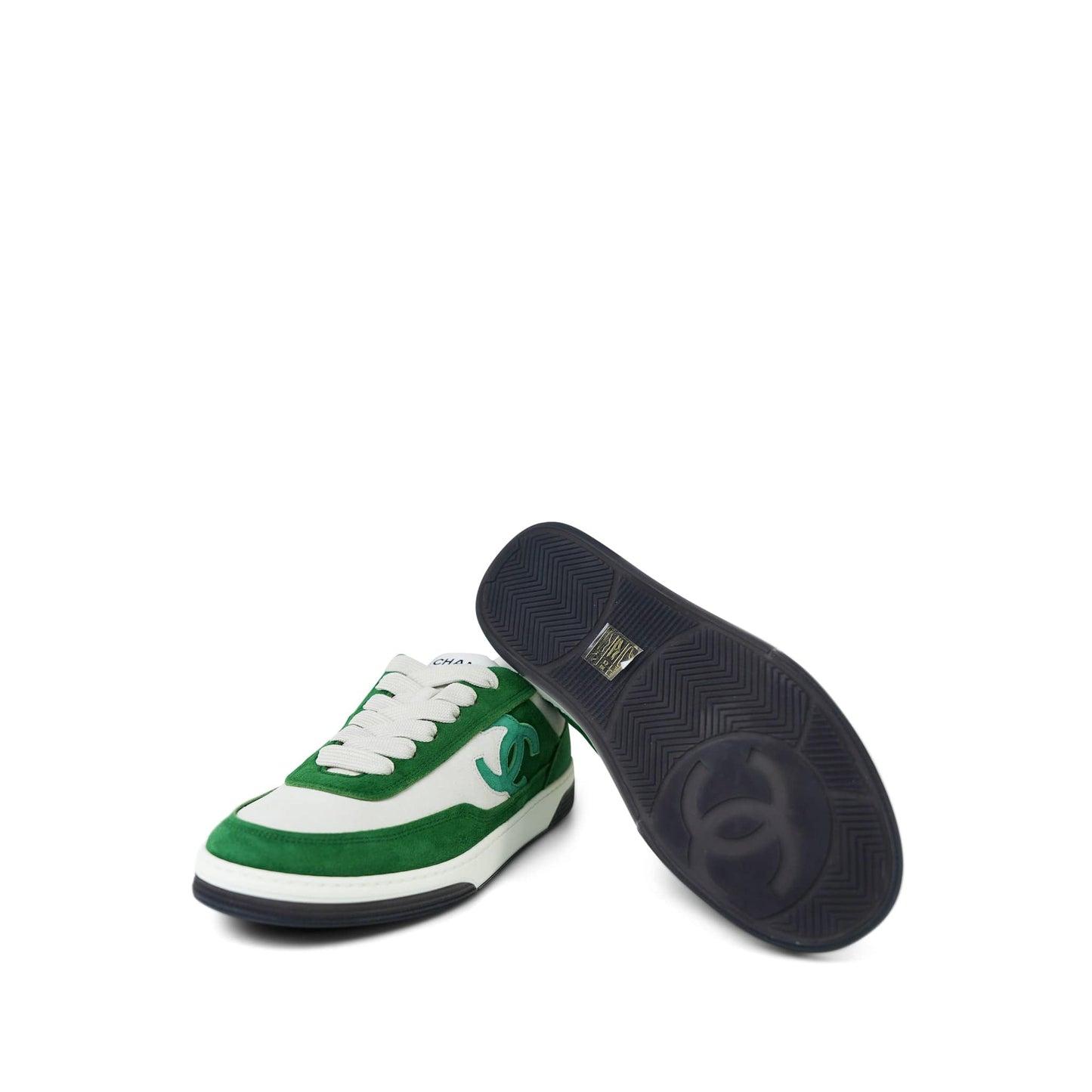 23P Green & White Suede Kidskin Sneakers Size 37.5