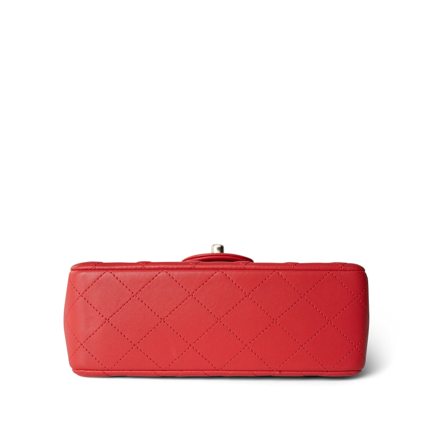 21P Red Lambskin Quilted Mini Rectangular Single Flap