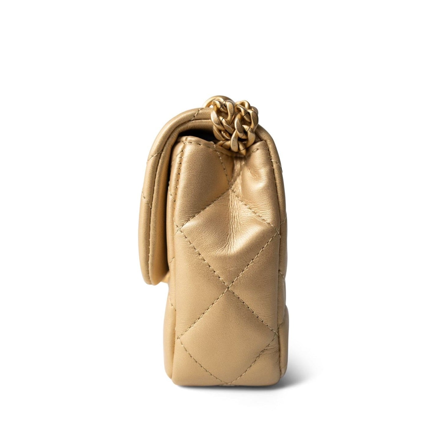 23P Gold Lambskin Quilted Mini Sweetheart Single Flap Bag Aged GHW