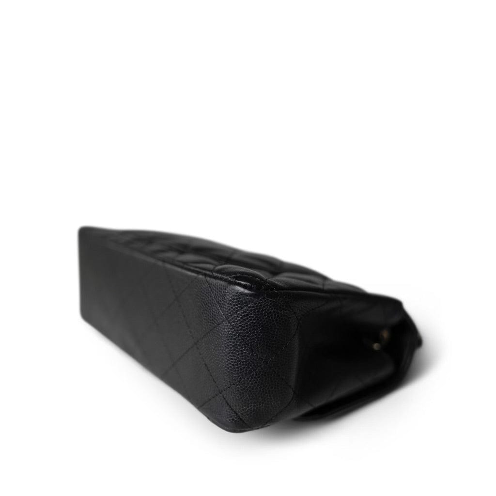Black Caviar Quilted Mini Rectangular Flap Light Gold Hardware