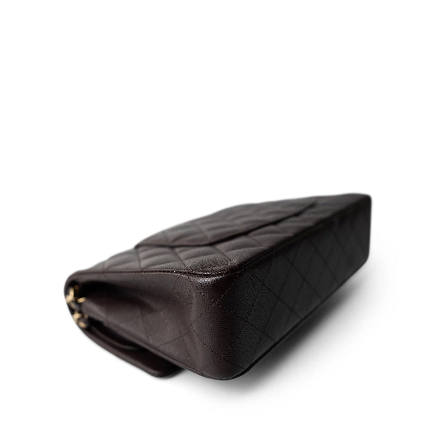 22K Plum Caviar Quilted Medium Classic Flap LGHW