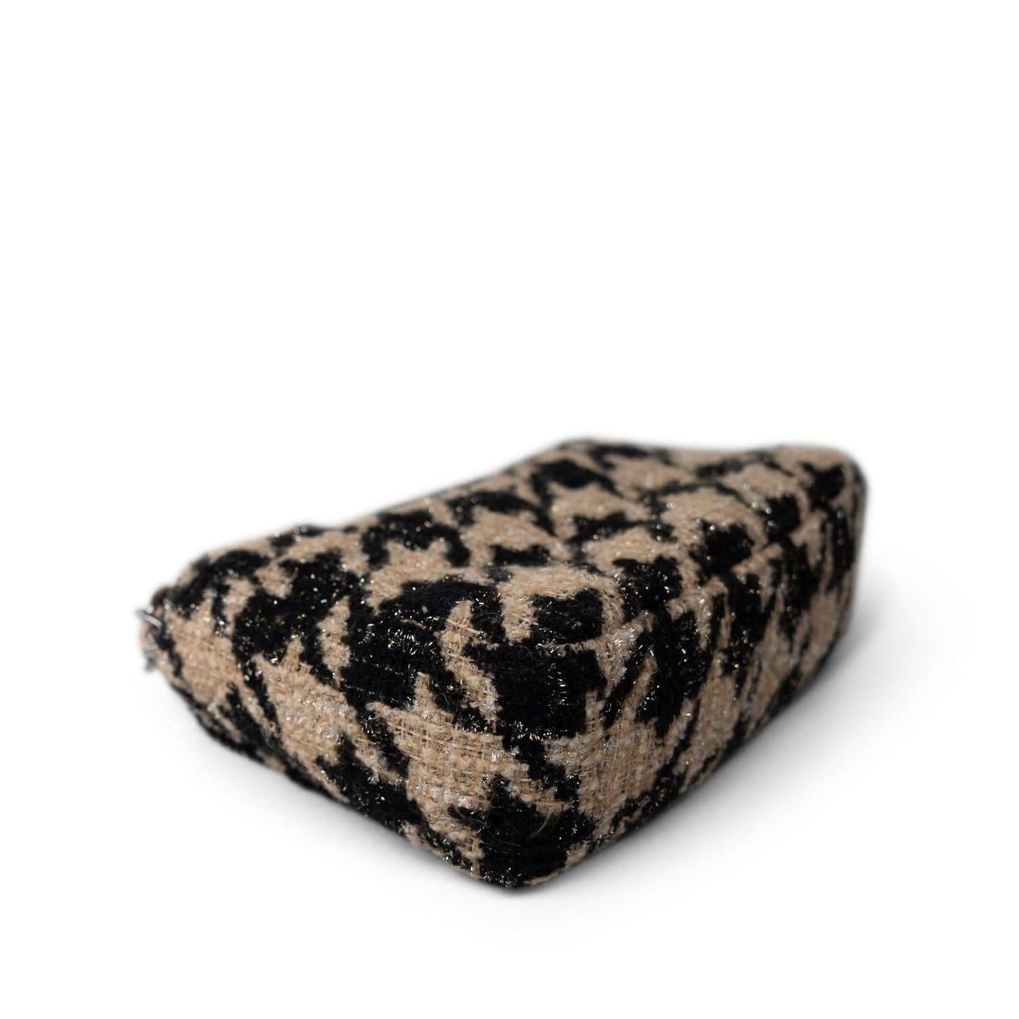 19K Beige/Black Tweed Quilted Houndstooth 19 Flap Small MHW
