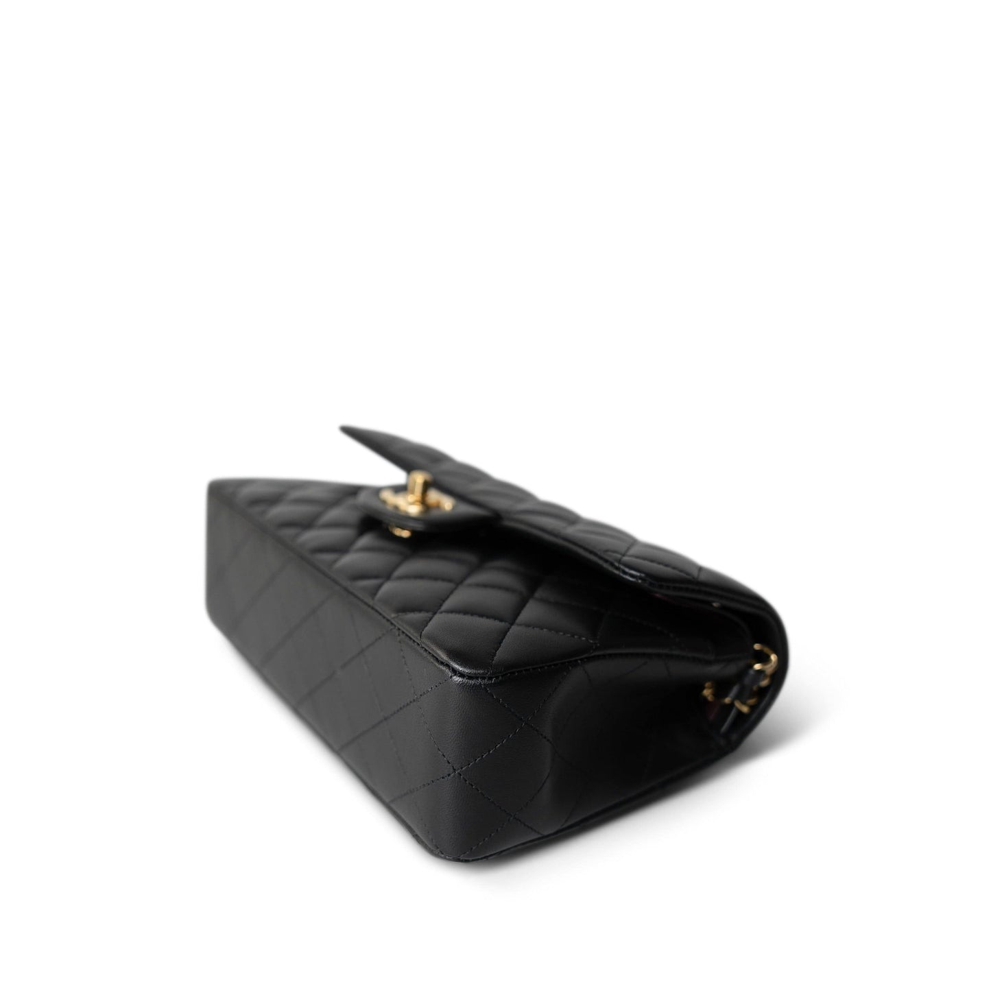 Black Lambskin Quilted Classic Flap Small Light Gold Hardware
