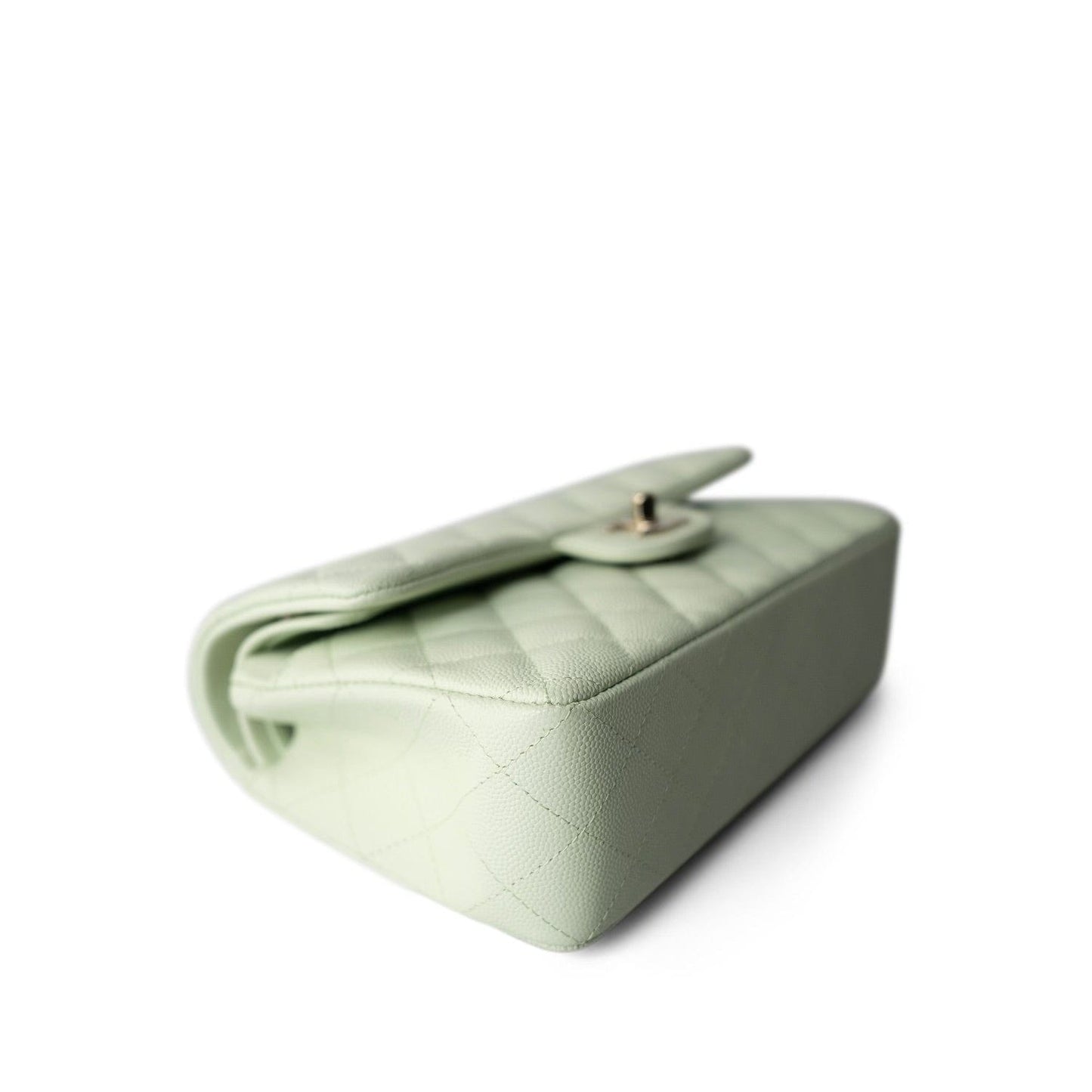 22C Light Green Caviar Quilted Classic Flap Small LGHW