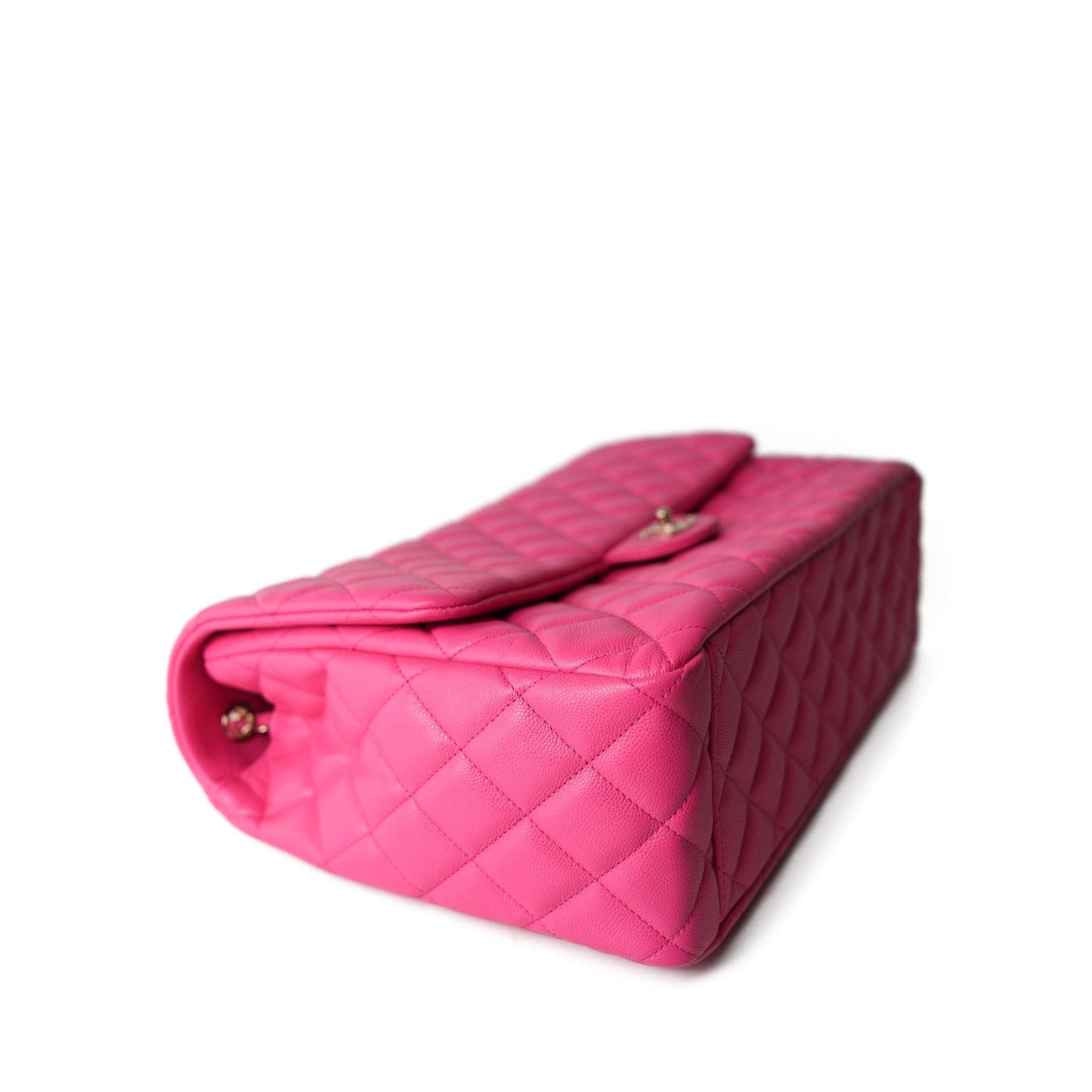 24C Pink Caviar Quilted Maxi Travel Flap Light Gold Hardware