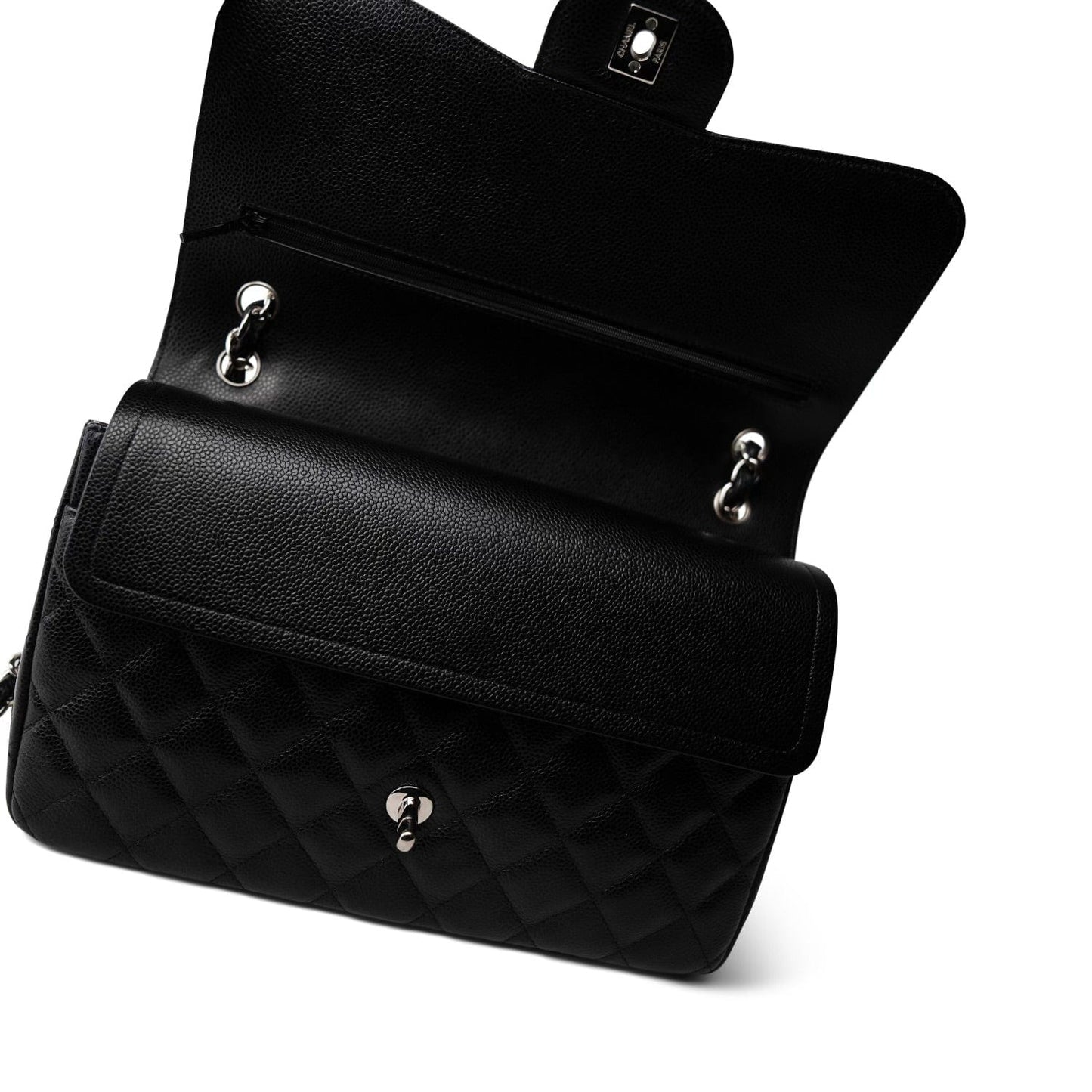 Black Caviar Quilted Jumbo Classic Flap Silver Hardware