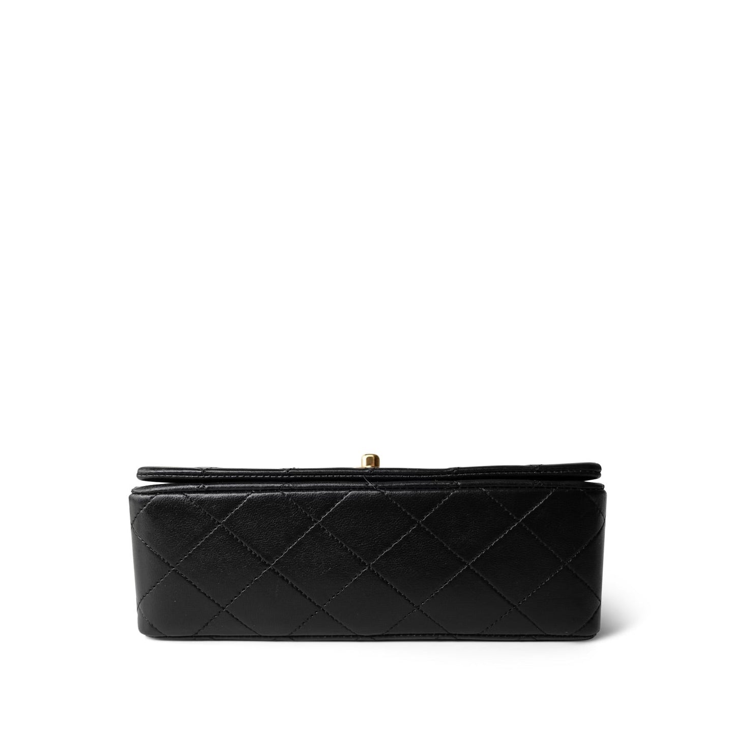 Black Lambskin Quilted CC Full Flap Bag Gold Hardware